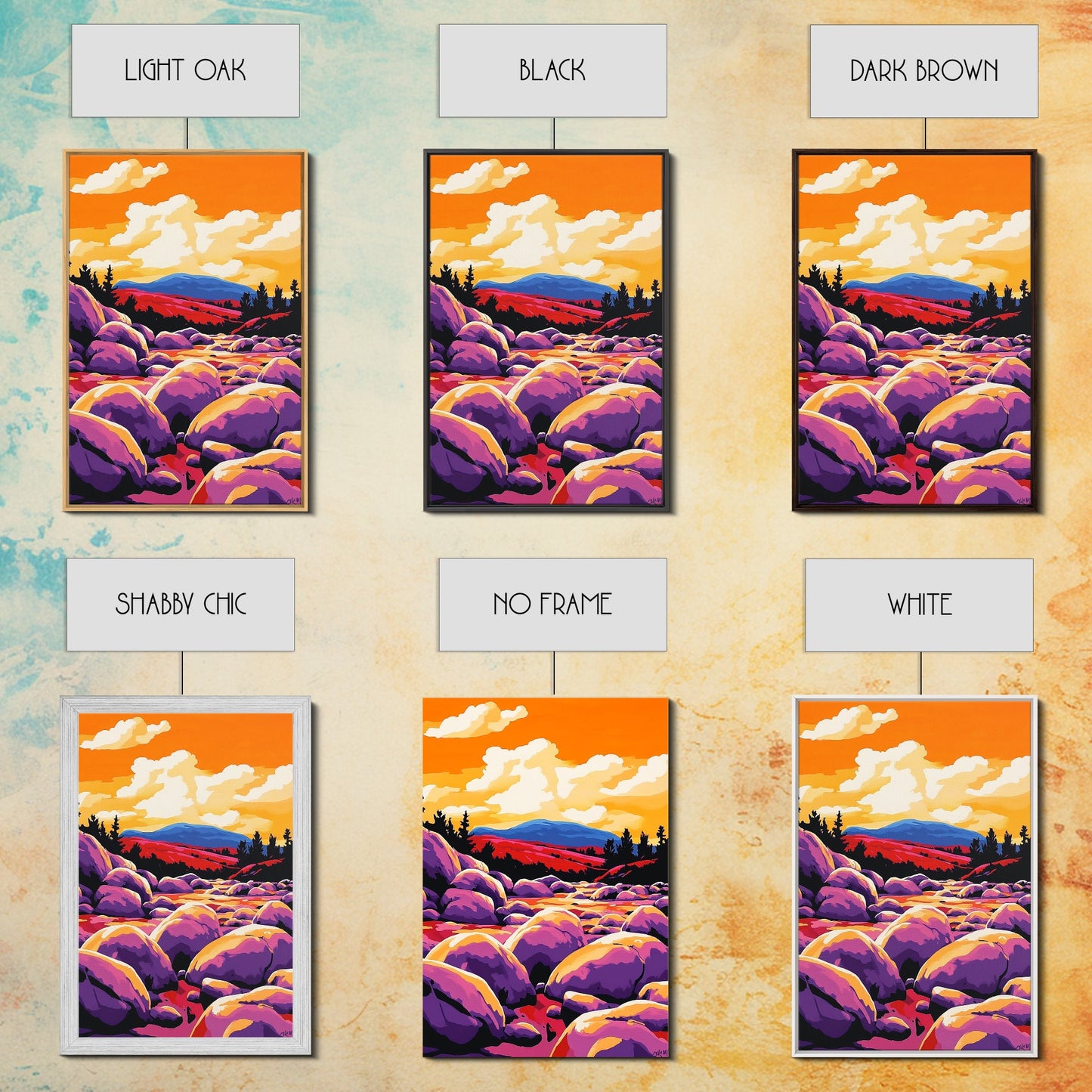 Sunset River, Nature Wall Art, Vibrant Landscape, Autumn Decor, Framed Canvas Print, Living Room Art, Bold Colors, Modern Art