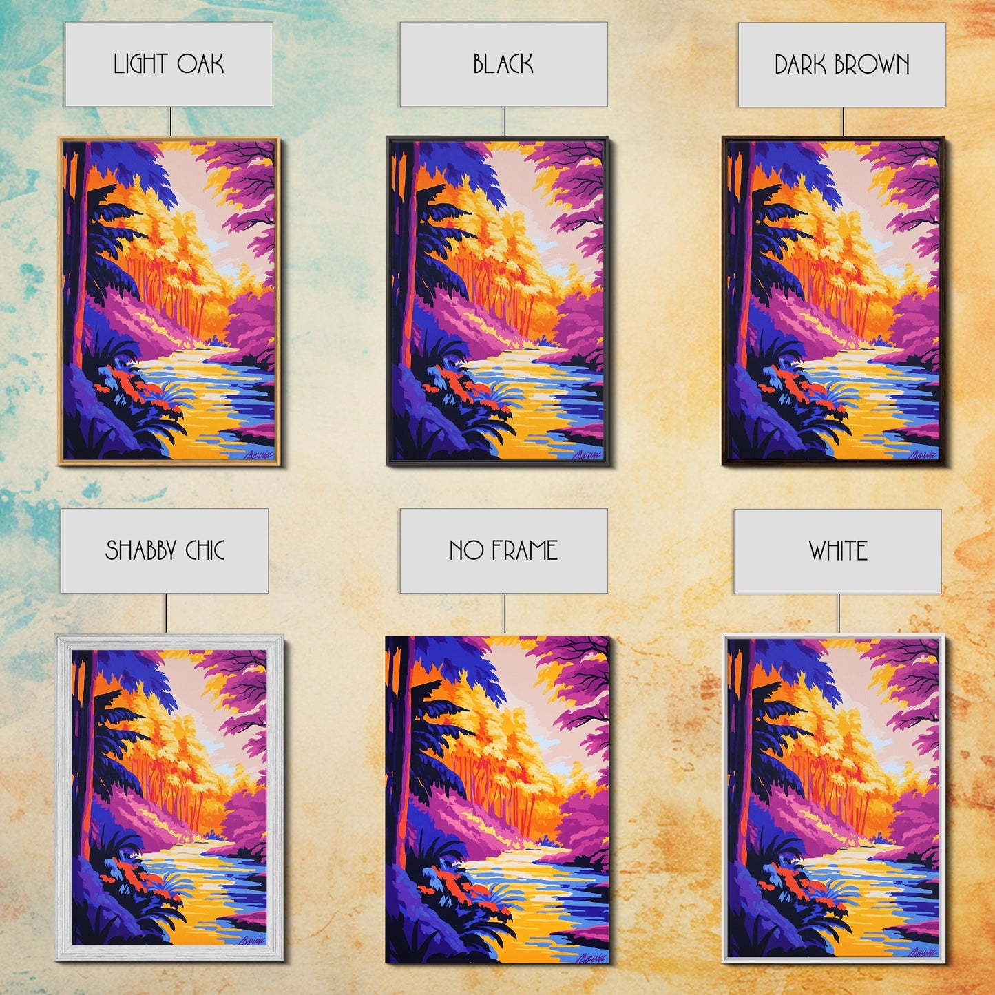 Enchanted River, Fantasy Landscape, Bright Colors, Nature Inspired, Canvas Print, Mystical Forest Art, Living Room Wall Art