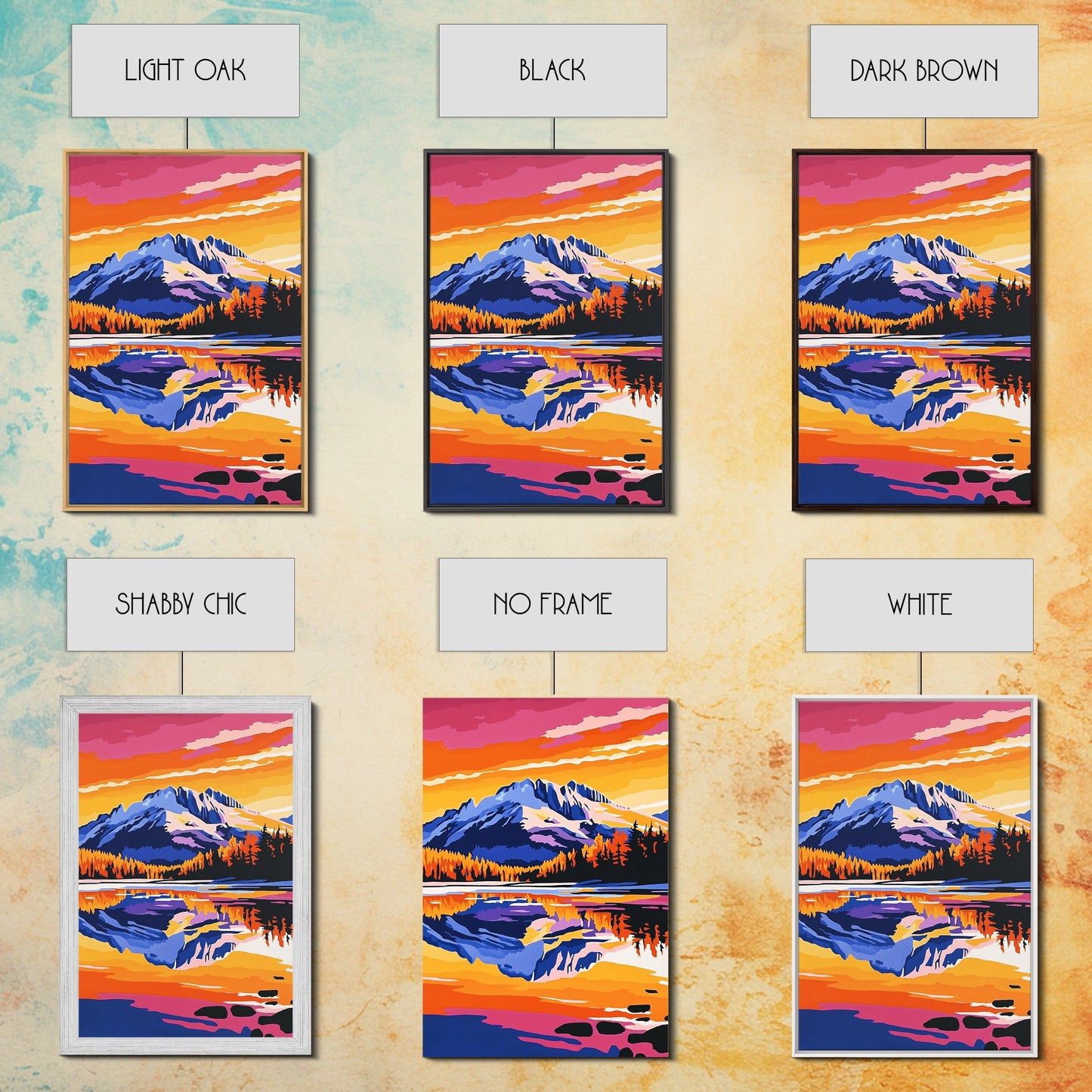 Hoch aufragende Kiefern, goldener Schein, majestätische Bäume, gerahmter Leinwanddruck, Naturgemälde, Waldlandschaft, Herbstliche Wanddekoration, Wohnzimmerdeko