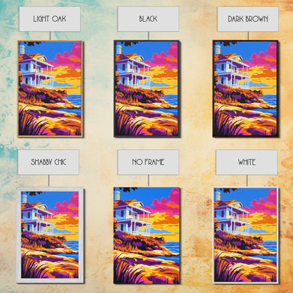 Coastal Home, Seaside Escape, Beach House, Canvas Print, Ocean Wall Art, Vibrant Summer Decor, Living Room Wall Art