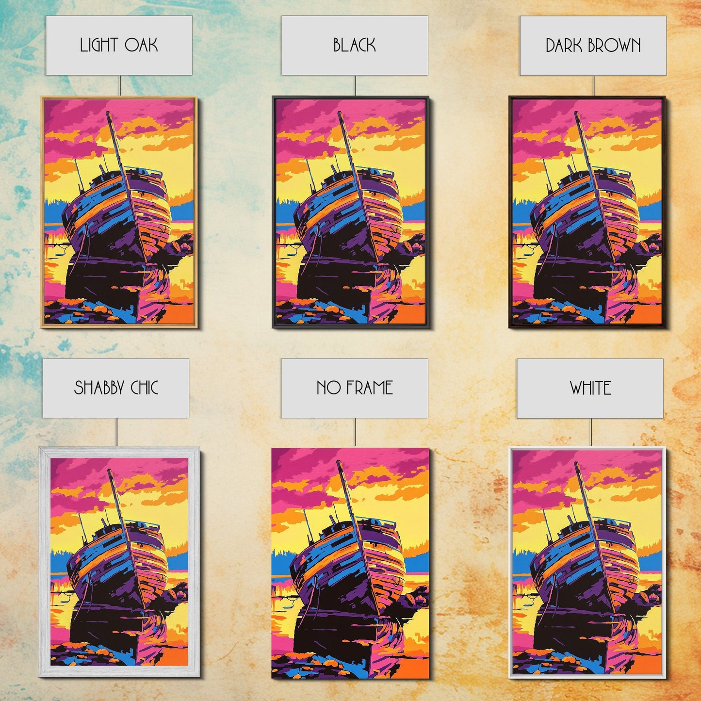 Shipwreck, Abandoned, Sunset, Canvas Print, Nautical Wall Art, Coastal Home Decor, Weathered Beauty, Beach House, Maritime Aesthetic