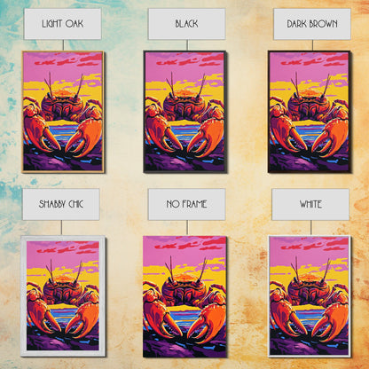 Crab Painting, Colorful Coastal Wall Art, Nautical Kitchen Canvas Print, Beach House Decor, Ocean Theme Wall Art, Vibrant Seafood Art