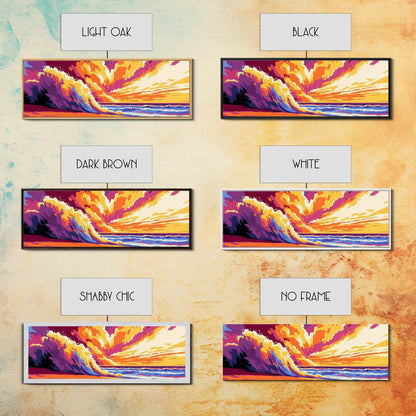 Ocean Wave, Beach Canvas Print, Vibrant Coastal Art, Tropical Wall Art, Framed Canvas Print, Surfing Decor, Colorful Seascape Painting