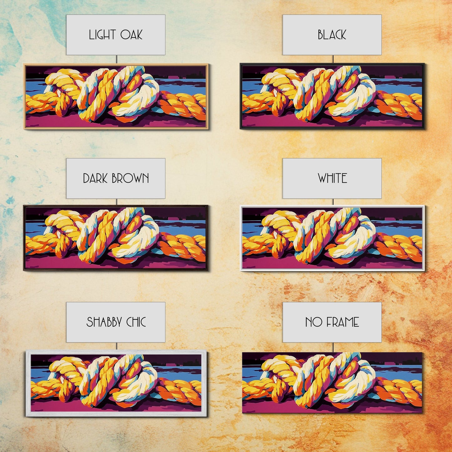 Nautical Rope, Ocean Harbor, Coastal Decor, Maritime Wall Art, Framed Canvas Print, Living Room, Beach House Artwork, Bold Nautical Art