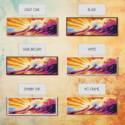 Ocean Wave, Sunset Surf, Coastal Energy, Canvas Print, Beach Wall Art, Bold Seascape, Vibrant Home Decor, Surfing Aesthetic