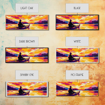 Kayak Adventure, Scenic Lake, Outdoor Wall Art, Sunset Reflections, Bold Landscape, Nature Escape, Vibrant Colors, Canvas Print