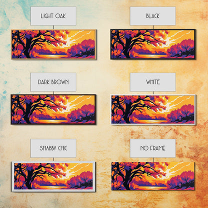 Autumn Tree, Sunset Landscape, Framed Canvas Print, Vibrant Wall Art, Fall Home Decor, Boho Art, Living Room Artwork, Nature Painting