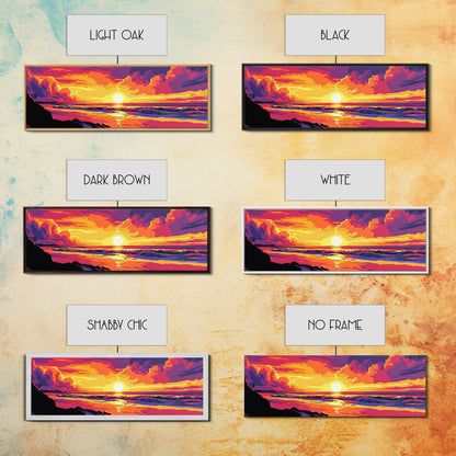 Beach Sunset, Tropical Wall Art, Coastal Landscape, Ocean View, Canvas Print, Bold Colors, Serene Living Room Decor, Summer Escape