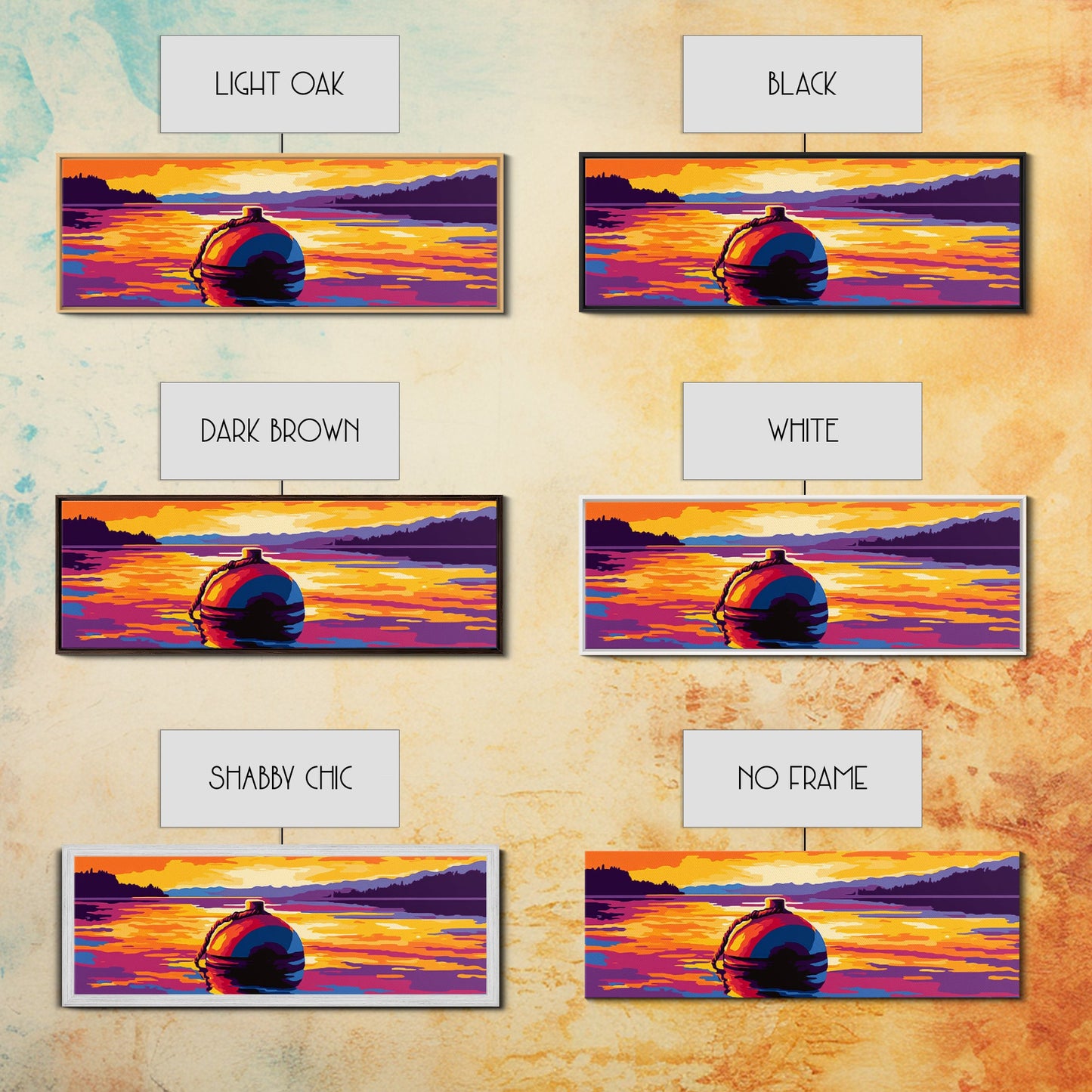 Floating Buoy, Lake Scene, Nautical Wall Art, Vibrant Water Reflection, Framed Canvas Print, Rustic Cabin Decor, Bold Seascape Art