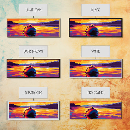 Floating Buoy, Lake Scene, Nautical Wall Art, Vibrant Water Reflection, Framed Canvas Print, Rustic Cabin Decor, Bold Seascape Art