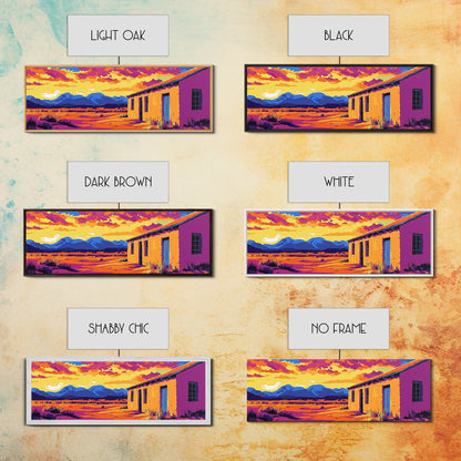 Desert House, Southwestern Art, Canvas Print, Rustic Wall Decor, Warm Tones, Vibrant Landscape, Boho Home Decor, Bedroom Wall Art