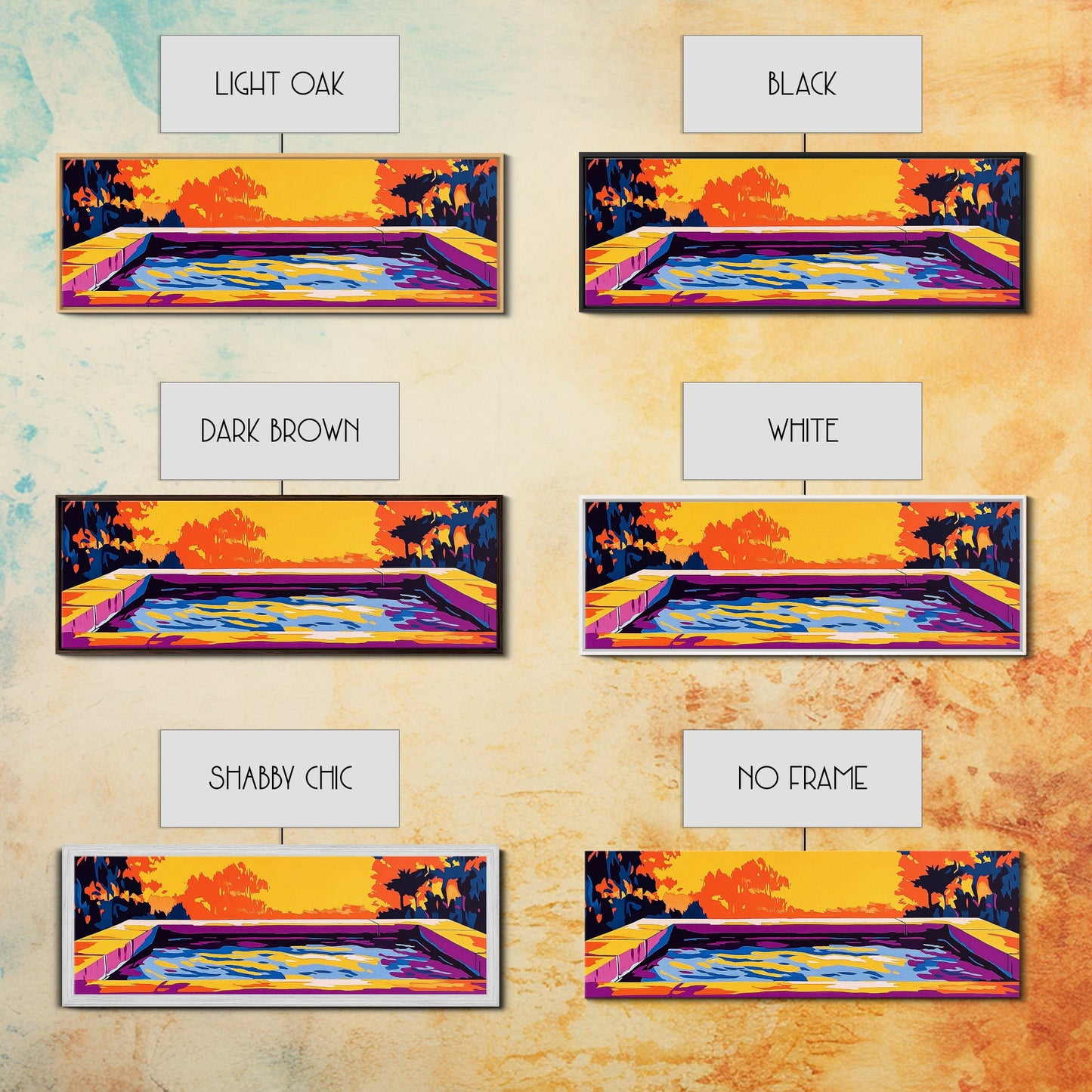 Modern Pool, Abstract Water, Canvas Print, Artistic Landscape, Sunset Glow, Vibrant Home Decor, Unique Wall Art, Office Decoration