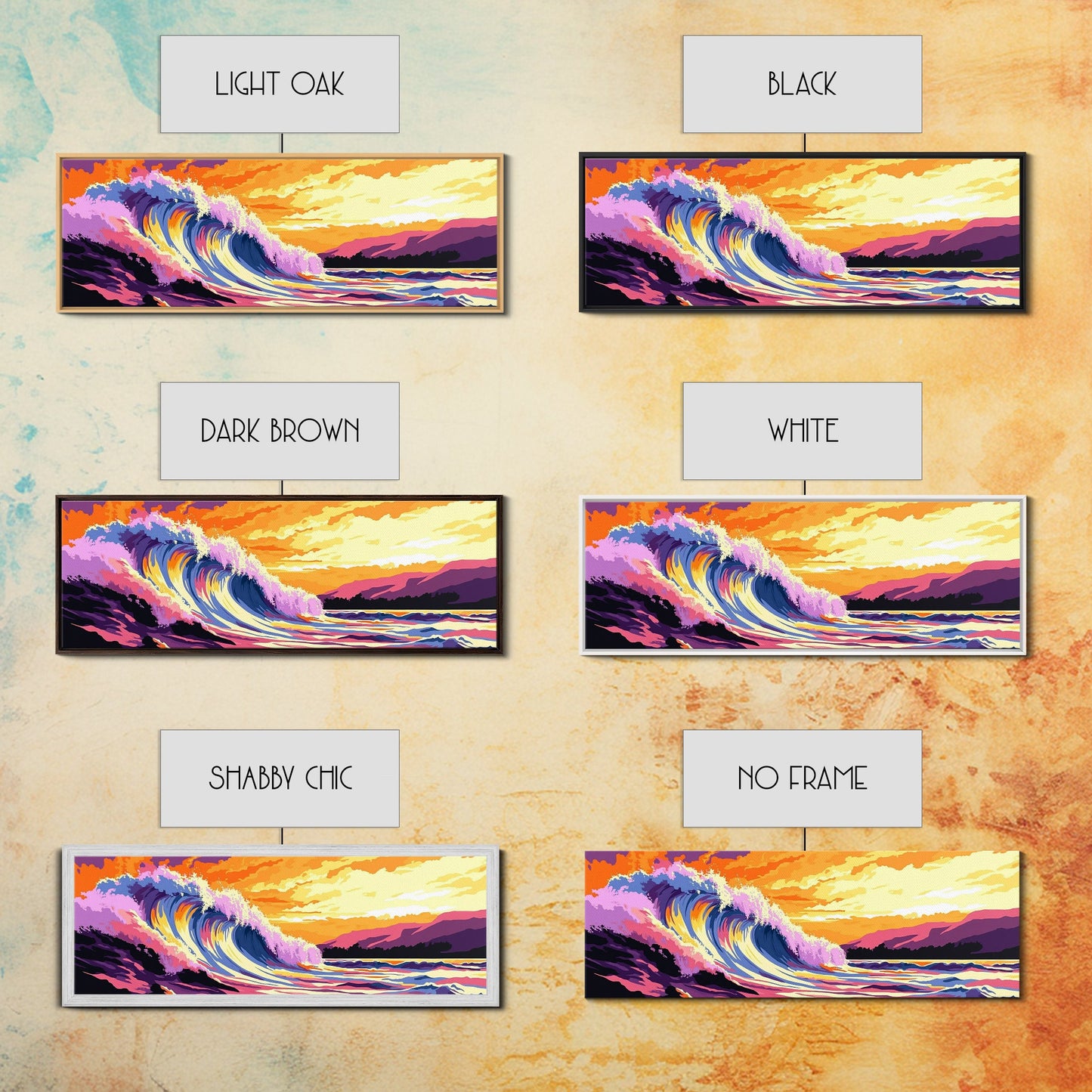 Ocean Wave Art, Beach Sunset Wall Art, Coastal Decor, Surfer Aesthetic, Vibrant Seascape, Large Wall Art, Living Room Art, Canvas Print