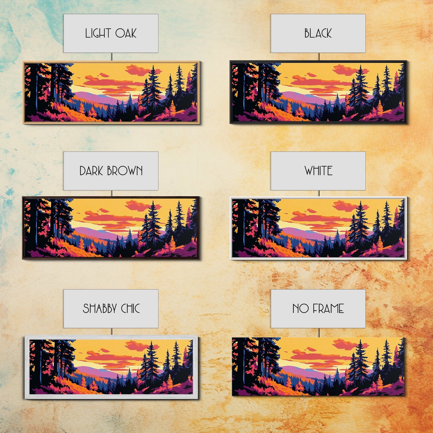 Pine Tree Landscape, Autumn Wilderness Art, Cozy Nature Decor, Warm Sunset Tones, Rustic Cabin Accent, Woodland Aesthetic, Canvas Print