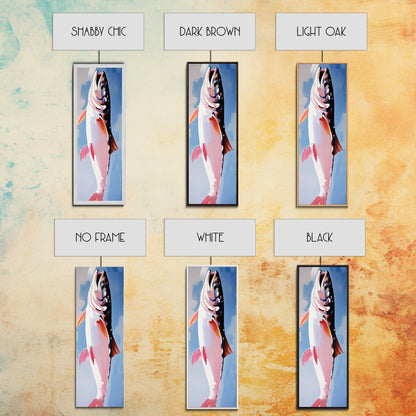 Trout Fish Art, Rustic Fishing Decor, Nature Wildlife Painting, Modern Minimalist Blue, Cabin Lodge Wall Art, Canvas Print