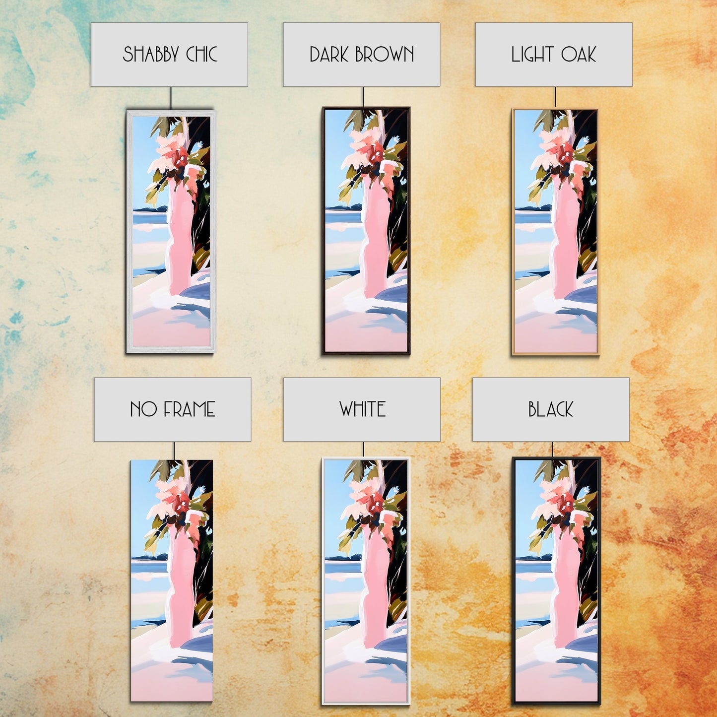 Tropical Floral Wall Art, Pink Flowers Painting, Nature Inspired Decor, Boho Bedroom Art, Aesthetic Wall Art, Framed Canvas Print