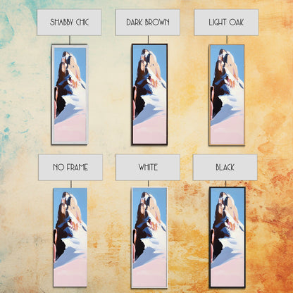 Mountain Modern Landscape, Snowy Peak, Framed Canvas Print, Contemporary Wall Art, Living Room Wall Art, Elegant Fine Art