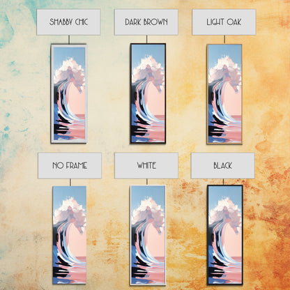 Pink Wave, Ocean Motion, Abstract Surf, Framed Canvas Print, Coastal Wall Art, Living Room Wall Art, Minimalist Aesthetic, Beach Vibes