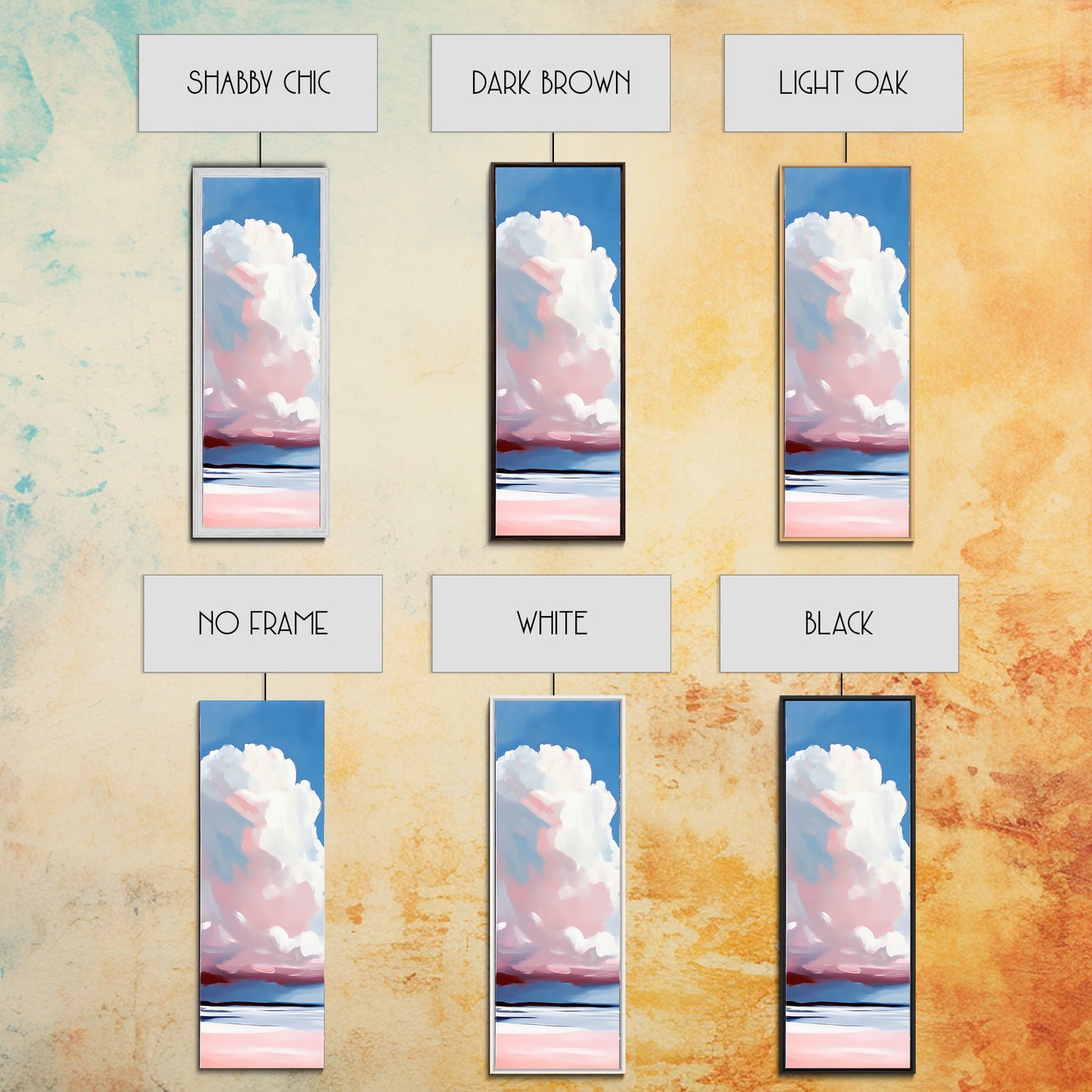 Cloudscape, Pink Sky, Soft Colors, Tranquil Atmosphere, Dreamy Home Decor, Boho Aesthetic, Bedroom Wall Art, Framed Canvas Print