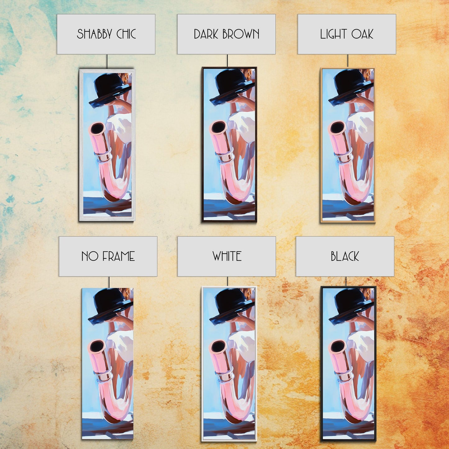 Saxophone, Jazz Music, Artistic Musician Art, Modern Wall Decor, Chic Abstract Painting, Music Room Accent, Framed Canvas Print