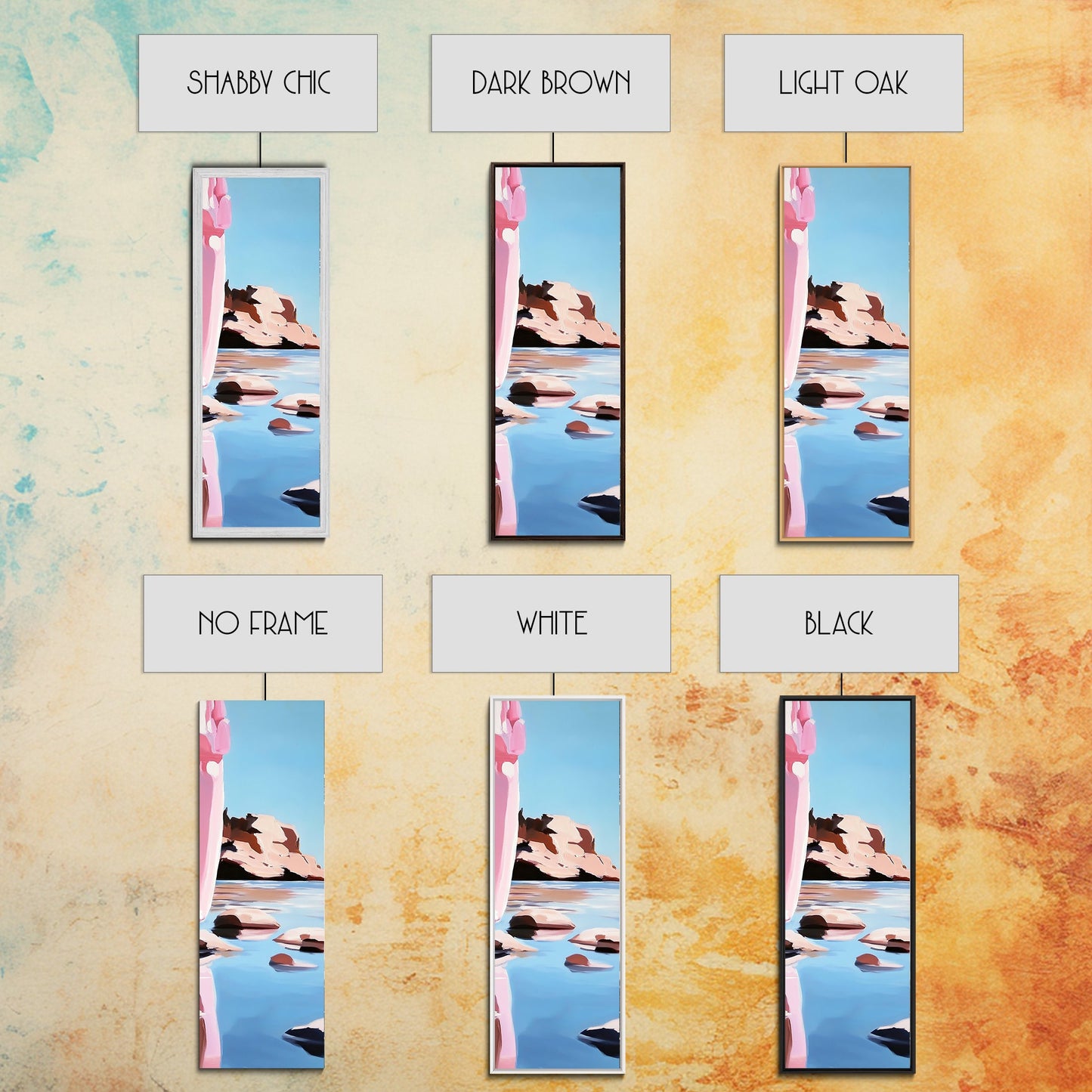 Rocky Shore, Lake Scene, Tranquil Nature Painting, Framed Canvas Print, Serene Water Reflection, Earthy Coastal Art, Living Room Decor