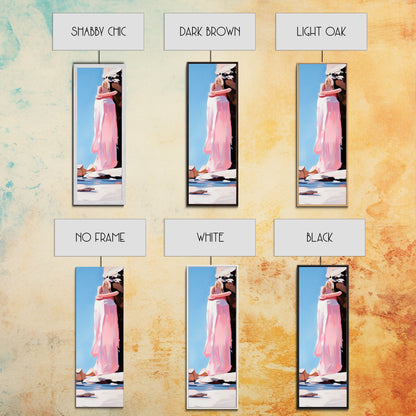 Embracing Couple, Romantic Wall Art, Beach Sunset, Minimalist Love Art, Framed Canvas Print, Dreamy Home Decor, Modern Aesthetic