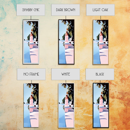 Woman by Water, Tranquil Scene, Framed Canvas Print, Serene Nature Art, Soft Pastel Aesthetic, Modern Minimalist, Dreamy Wall Decor