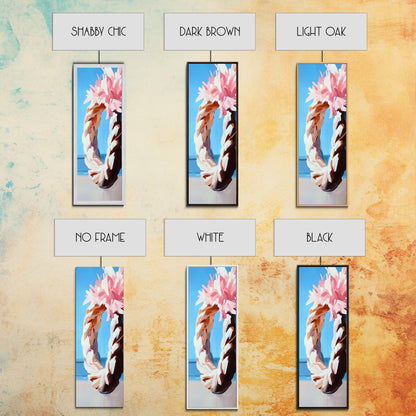 Blumenkranz, Boho-Chic-Kunst, zarte Pastellblumen, feminine Wanddekoration, frühlingshaftes Gemälde, gerahmter Leinwanddruck fürs Schlafzimmer