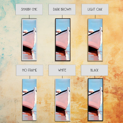 Nautical Escape, Coastal Boat Painting, Soft Pastel Seascape, Beach House Wall Decor, Minimalist Art, Living Room Framed Canvas Print