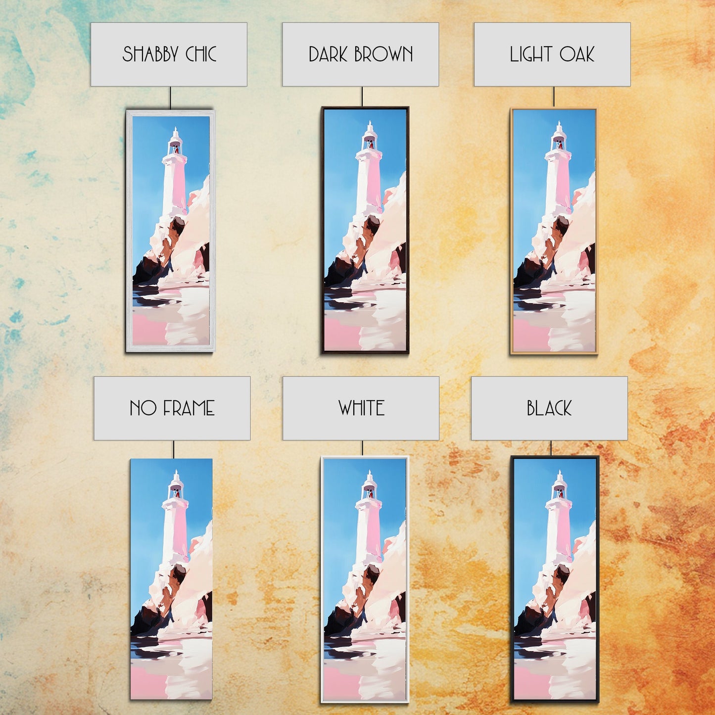 Lighthouse Art, Coastal Wall Decor, Nautical Painting, Ocean Wall Art, Minimalist Seascape, Blue Sky Print, Framed Canvas Print