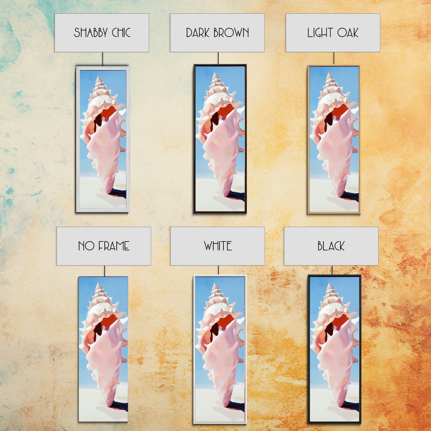 Seashell Art, Coastal Decor, Nautical Wall Print, Beach House Aesthetic, Ocean Inspired Painting, Marine Life Art, Framed Canvas Print