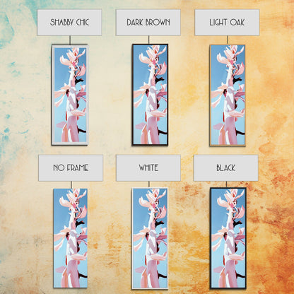 Pink Bloom, Floral Wall Art, Botanical Print, Framed Canvas Print, Modern Aesthetic, Minimalist Decor, Bedroom Art, Boho Artwork