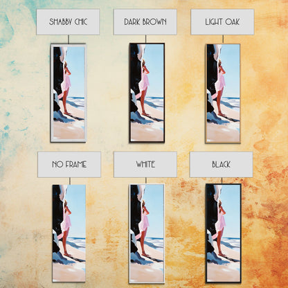 Serene Woman, Beach Reflection, Feminine Art, Framed Canvas Print, Coastal Aesthetic, Boho Minimalist, Bedroom Decor, Neutral Palette