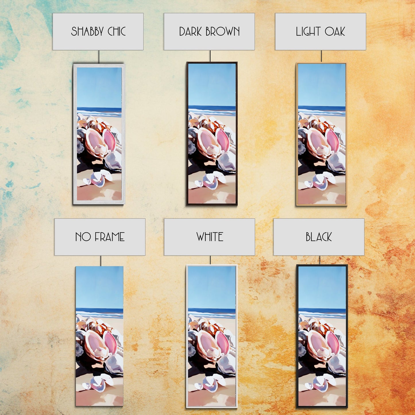 Shell Collection, Seaside Art, Beach Wall Art, Framed Canvas Print, Coastal Aesthetic, Ocean Inspired, Modern Minimalist, Living Room Decor