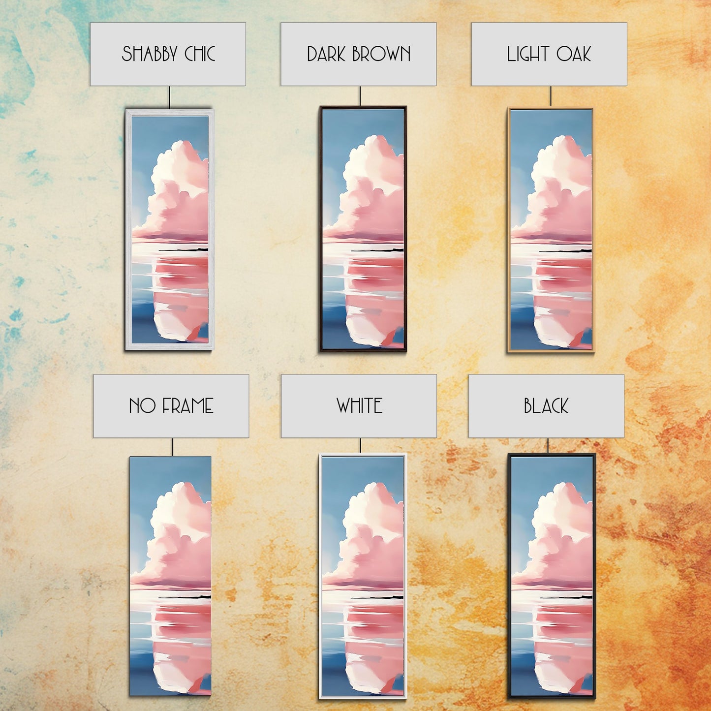 Pink Clouds, Coastal Wall Art, Minimalist Landscape, Modern Seascape, Large Framed Canvas Print, Living Room Art, Soft Pastel Decor