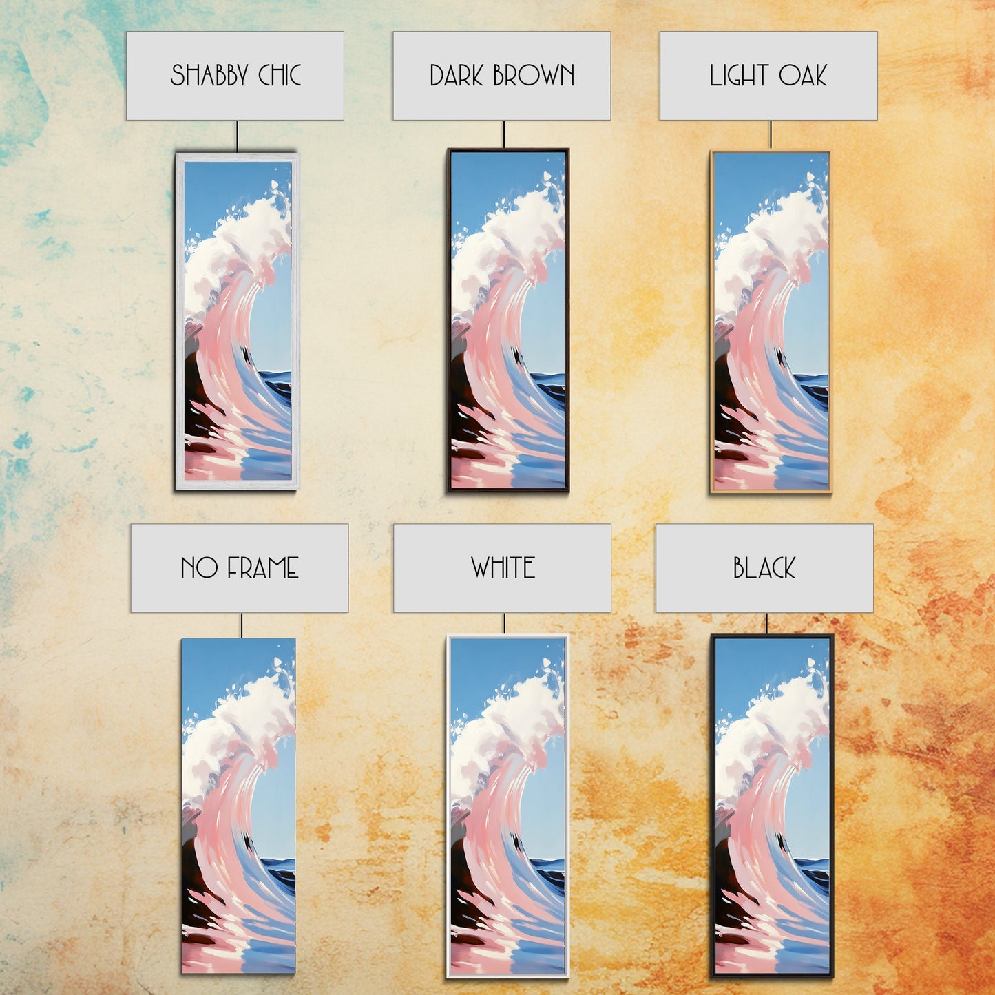 Ocean Wave, Surf Art, Dynamic Seascape, Blue Pink Aesthetic, Beach Lover Gift, Coastal Home Decor, Framed Canvas Print, Modern Wall Art