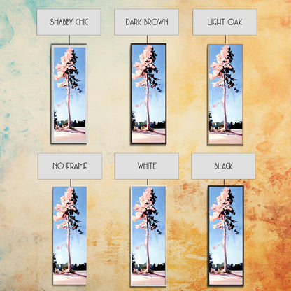 Pink Blossom Tree, Spring Landscape Art, Dreamy Nature Print, Pastel Wall Decor, Romantic Living Room, Framed Canvas Print