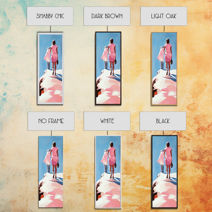 Fashion Model Walking, Feminine Wall Art, Chic Bedroom Decor, Soft Pastel Aesthetic, Minimalist Fashion Illustration, Canvas Print