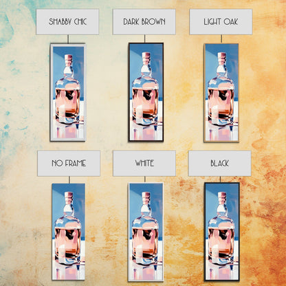 Whiskey Bottle, Elegant Bar, Glass Reflection, Canvas Print, Kitchen Wall Art, Modern Liquor Decor, Man Cave Art, Rustic Bar Wall Art