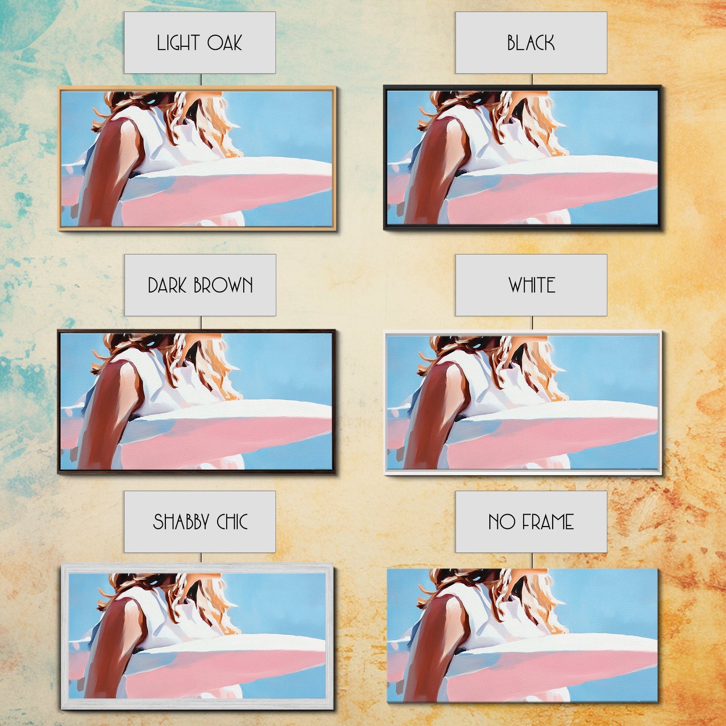 Surfer Girl, Beach Art, Ocean Waves, Canvas Print, Boho Wall Decor, Coastal Bedroom Art, Summer Painting, Modern Minimalist Artwork