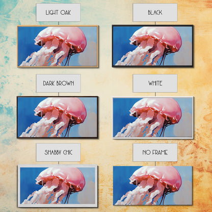 Quallen, Meereskunst, Meereslebewesen, Leinwanddruck, Küstenwanddeko, Strandhauskunst, Nautische Malerei, Minimalistische Unterwasserkunst