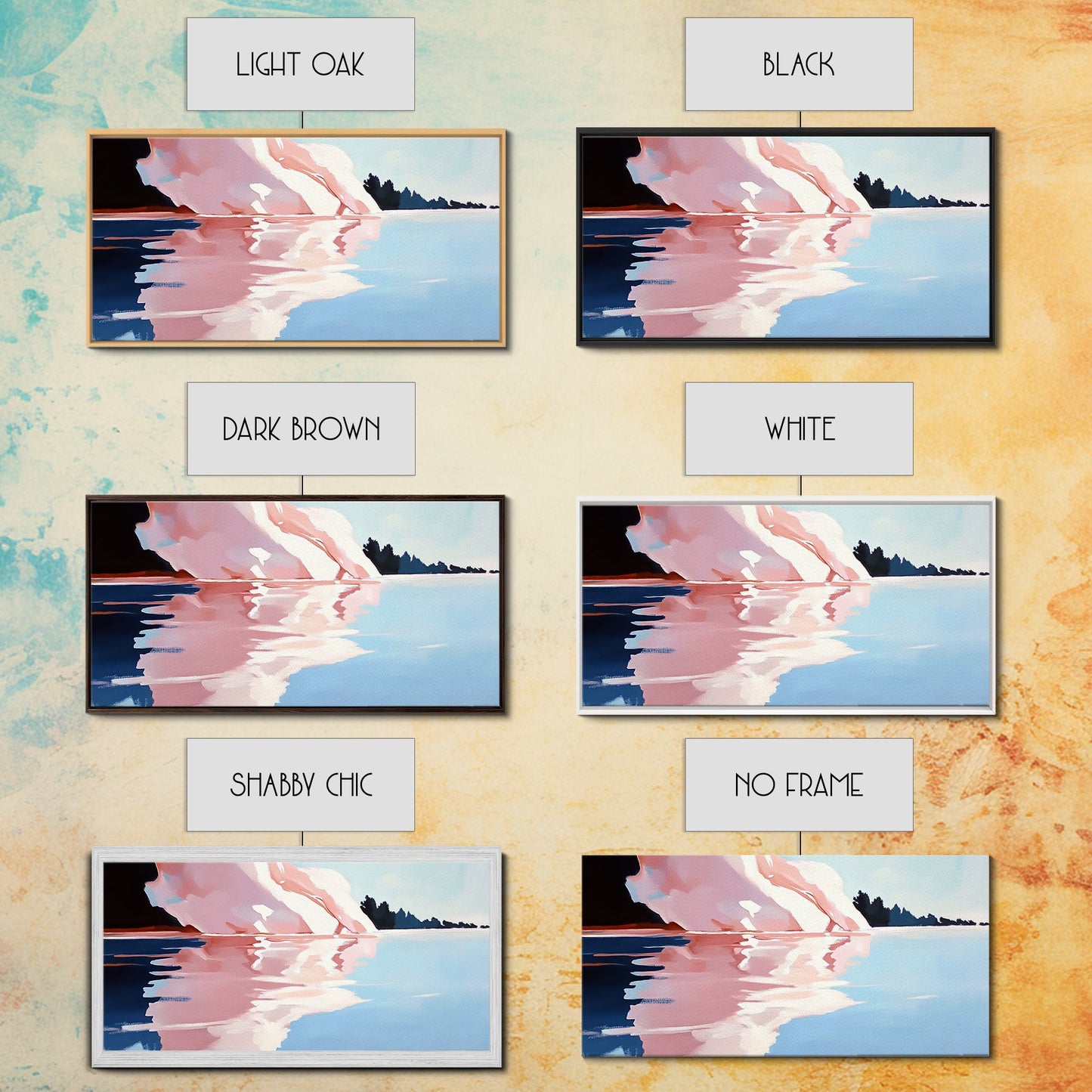 Eisbergspiegelung, Arktische Landschaft, Kühle Farbtöne, Meeresszene, Gerahmter Leinwanddruck, Moderne Wandkunst, Bürodekoration, Küstenmalerei