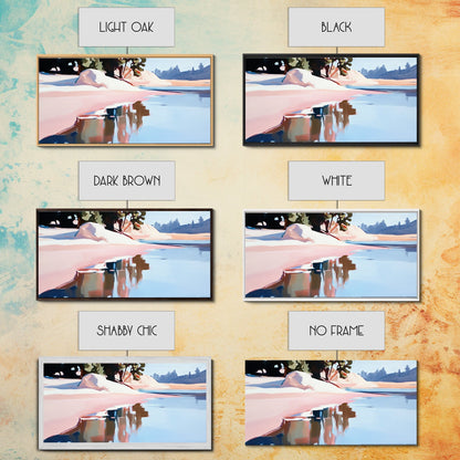 Küstenbaum, Dachüberstand, Leinwanddruck, vom Meer inspirierte Dekoration, moderne Strandwandkunst, pastellfarbene Meereslandschaft, ruhige Szenerie, tropisches Flair