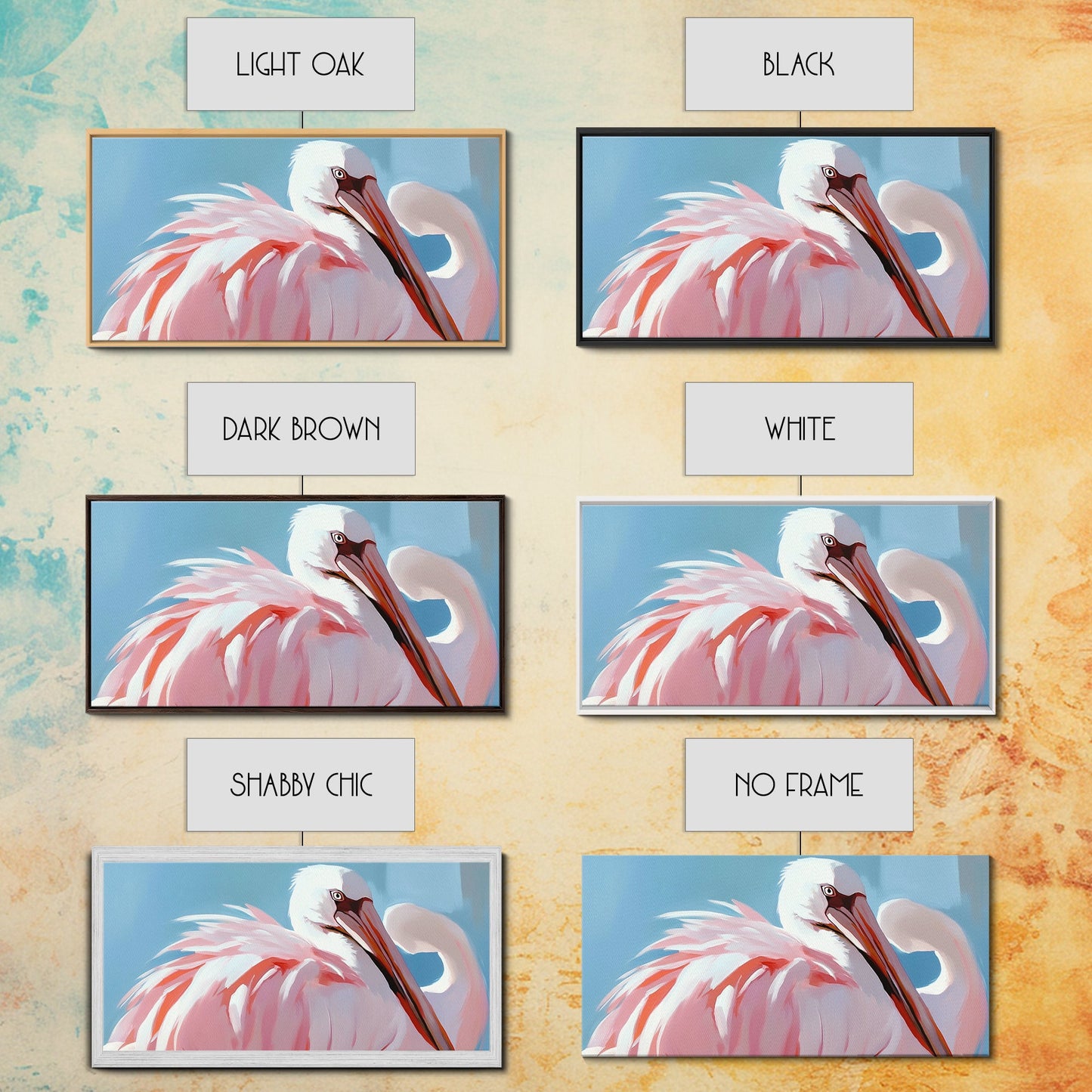 Pink Flamingo, Elegant Bird, Tropical Wall Art, Framed Canvas Print, Boho Aesthetic, Nature Inspired, Bedroom Decor, Coastal Vibes