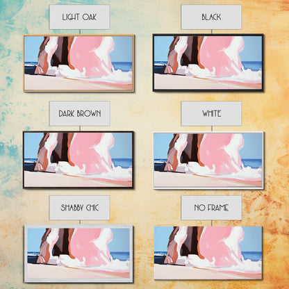 Beach Cliffside, Ocean Waves Art, Coastal Home Decor, Beach Vacation Aesthetic, Minimalist Seascape, Canvas Print, Bedroom Wall Art