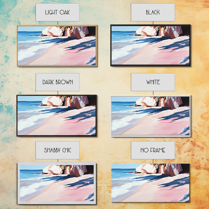 Meeresküste, Felsstrand, blaue Wellen, Leinwanddruck, moderne Küstenkunst, Strandhausdeko, Wandbild fürs Wohnzimmer, minimalistisches Meeresbild