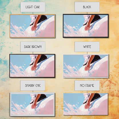 Meeresbrise, surrealer Farbtupfer, Küstenästhetik, moderne Strandkunst, nautische Dekoration, Wandkunst fürs Schlafzimmer, verträumte Pastellkunst, Leinwanddruck