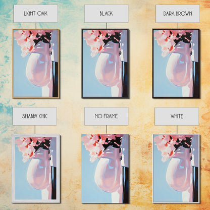 Floral Vase, Soft Pastel Art, Romantic Aesthetic, Elegant Still Life, Framed Canvas Print, Bedroom Wall Art, Feminine Home Decor