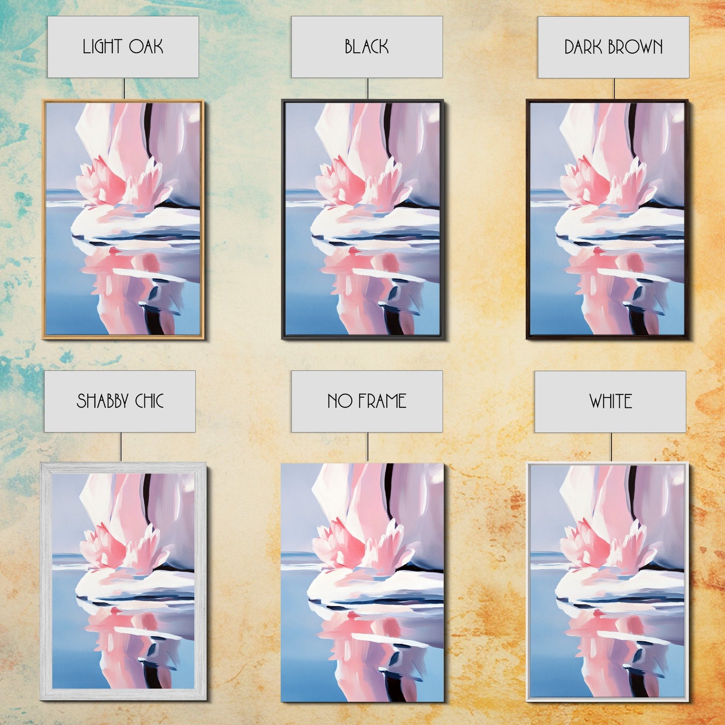 Lotus Reflection, Water Lily, Framed Canvas Print, Zen Wall Art, Serene Nature Painting, Spa Room Decor, Tranquil Aesthetic, Relaxation Gift