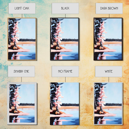 Autumn Lake, Reflection Art, Nature Print, Landscape Wall Art, Framed Canvas Print, Minimalist Decor, Forest Scene, Cabin Aesthetic